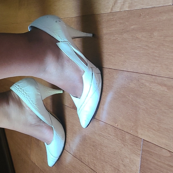 Vintage white leather rush express heels - Picture 4 of 4
